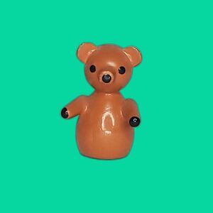 Vintage Brown Bear Miniature Wooden Painted Figurine